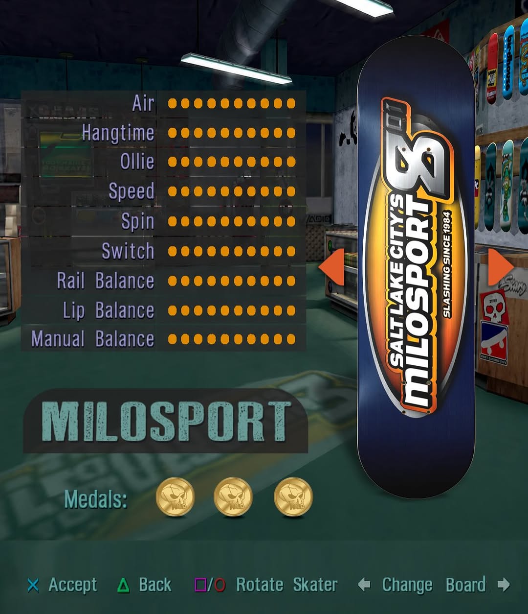 Milosport Pro Skater 801 skateboard deck with graphic design, durable wood construction, and standard size for skating tricks.