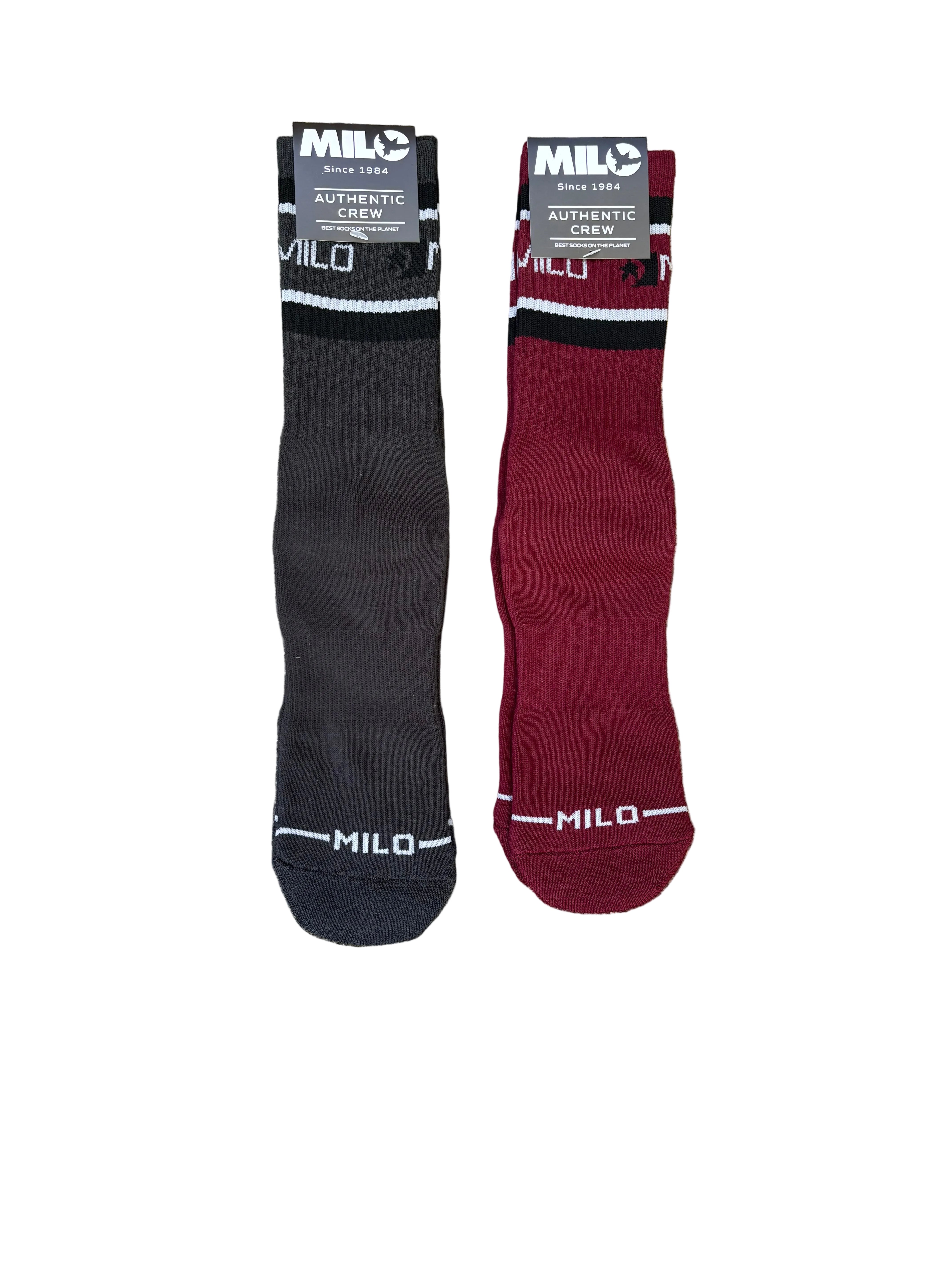 Men's Milosport Flag Logo authentic socks with bold flag design and logo, made from comfortable, durable fabric.