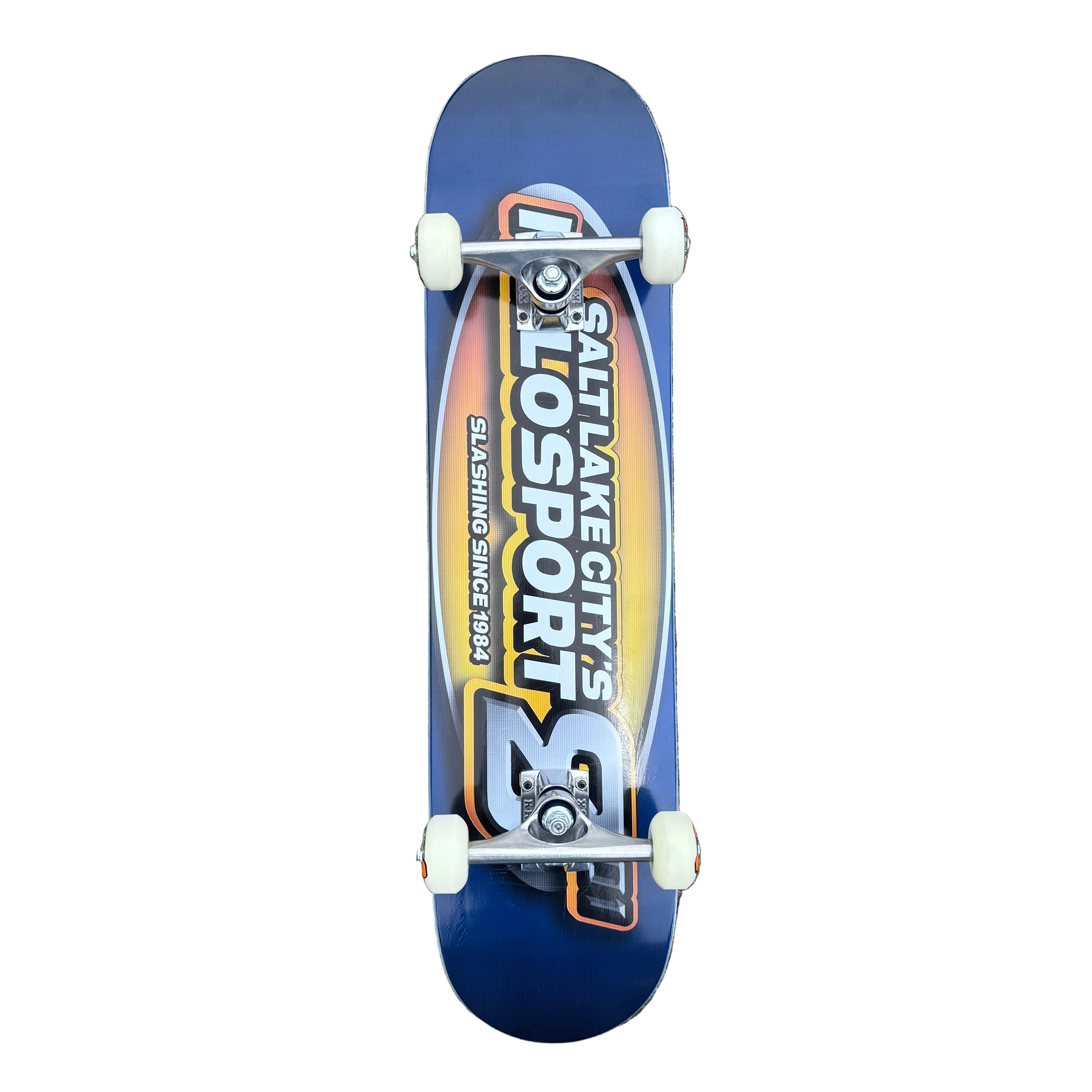 Milosport Pro Skater 801 skateboard complete with Krux trucks and OJ wheels, featuring a deck, trucks, and wheels visible in the image.