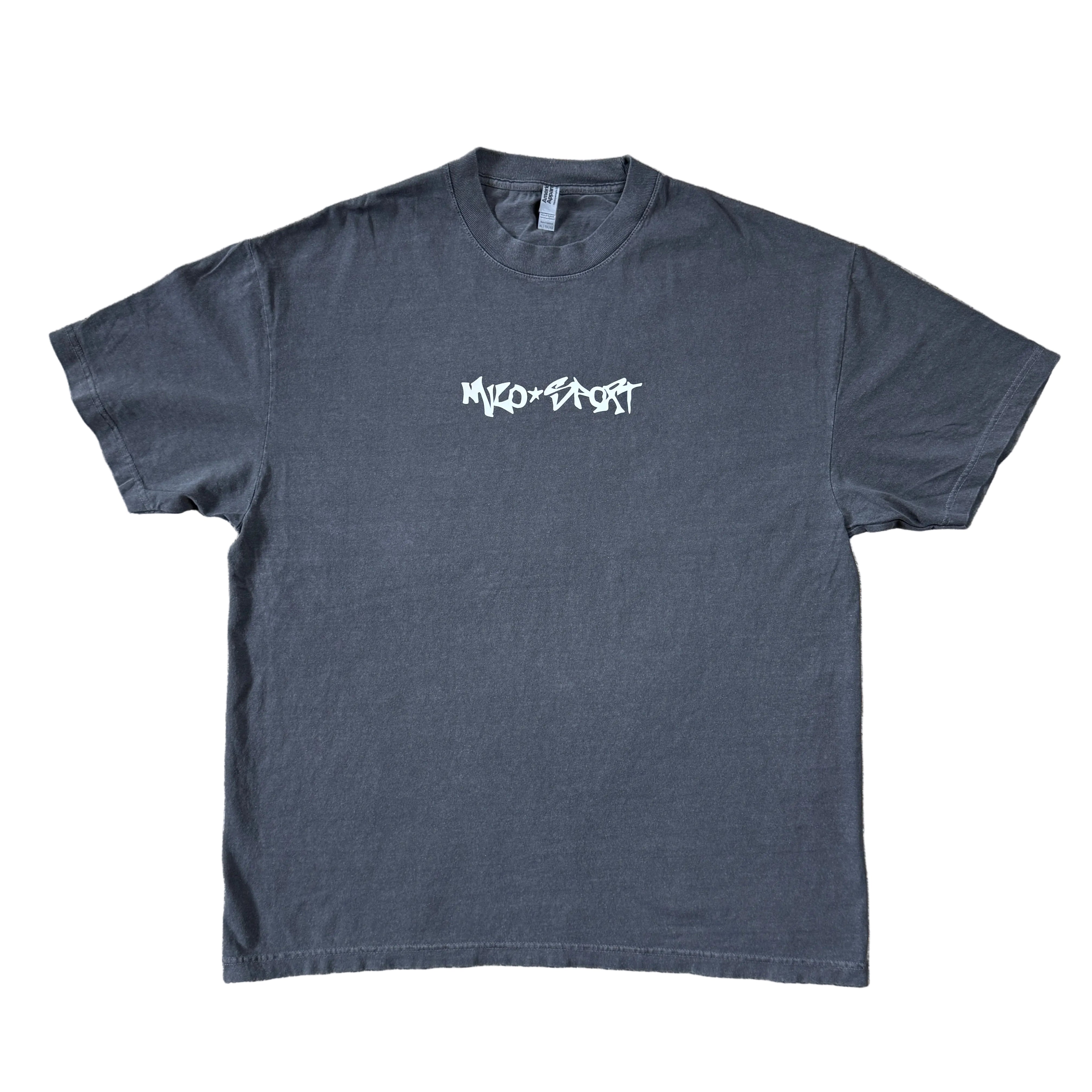 Mens Milosport Heavyweight Spray T-Shirt in black, featuring a comfortable fit with bold graphic design and durable fabric.