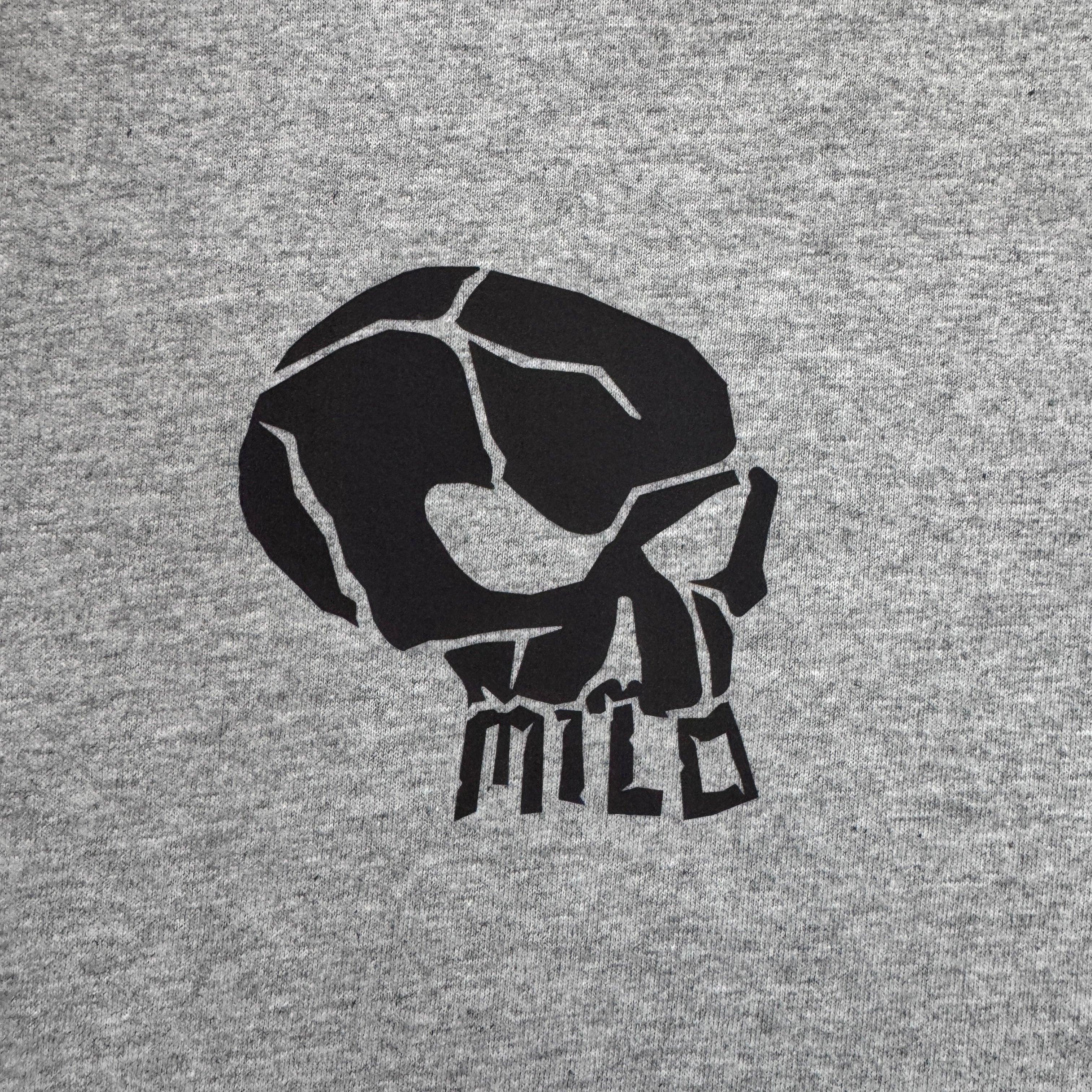 Gray Milosport Mini Skull T-shirt for men, featuring a small skull graphic on the front.
