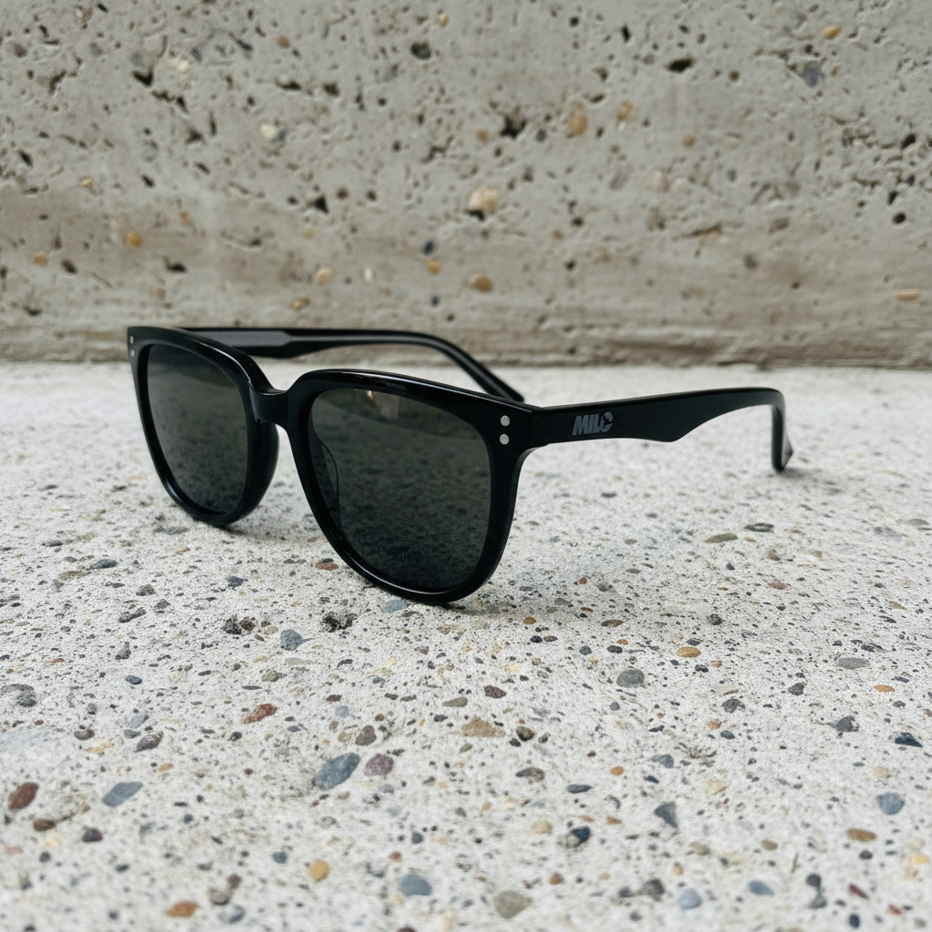 Milosport Niseko polarized acetate sunglasses with dark lenses and stylish frame, accessory for sun protection and fashion.