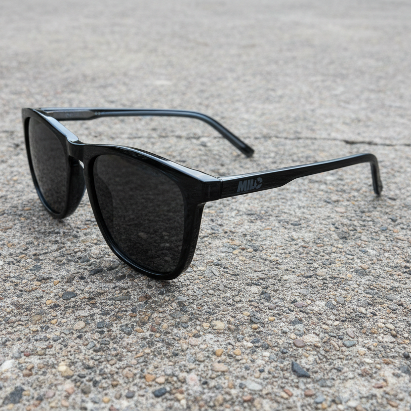 Milosport Butterknife PRO polarized acetate sunglasses with round frames and tinted lenses, stylish accessories for sun protection.